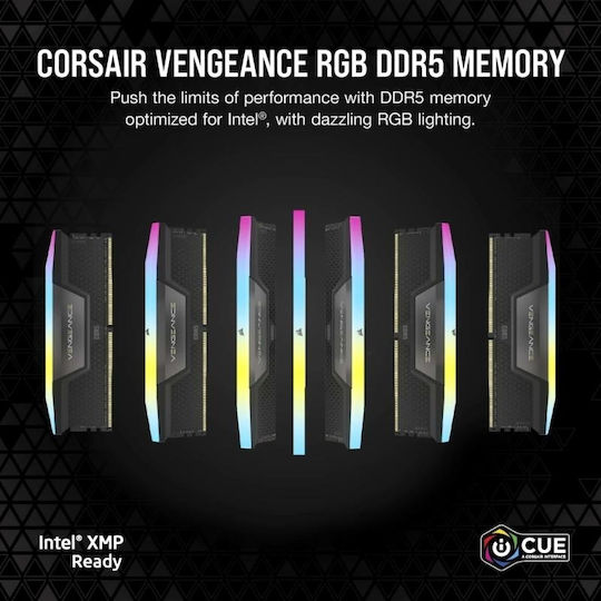 Corsair Vengeance RGB XMP DDR5 96GB RAM με 2x48GB Modules και Ταχύτητα 6400 για Desktop