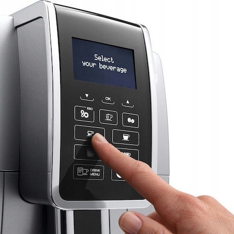 De'Longhi Dinamica Αυτόματη Μηχανή Espresso 1450W Πίεσης 15bar με Μύλο Άλεσης Ασημί