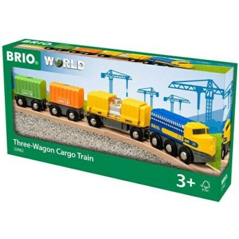 Brio Toys Three-Wagon Cargo Τρενάκι για 3+ Ετών