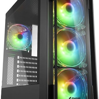 Sharkoon TK4 RGB Gaming Midi Tower Κουτί Υπολογιστή με Πλαϊνό Παράθυρο Μαύρο