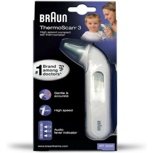 Braun Thermoscan 3 Ψηφιακό Θερμόμετρο Αυτιού με Υπέρυθρες Κατάλληλο για Μωρά