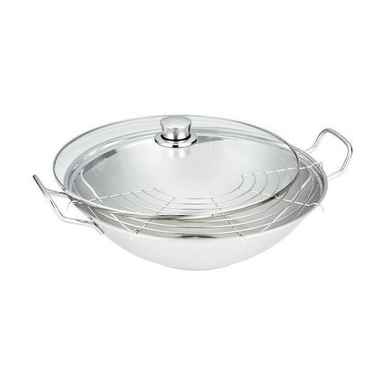 Bosch Wok Με Καπάκι από Ανοξείδωτο Ατσάλι 36cm