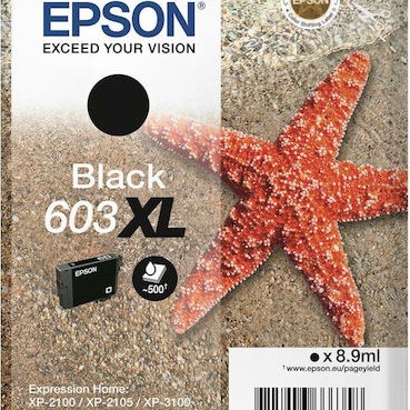 Epson 603XL Γνήσιο Μελάνι Εκτυπωτή InkJet Μαύρο (C13T03A14010)
