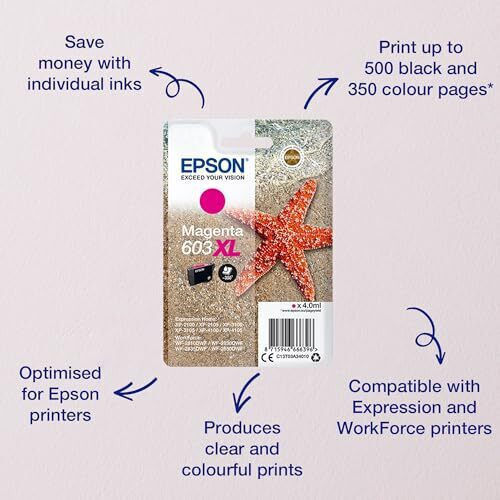 Epson 603XL Γνήσιο Μελάνι Εκτυπωτή InkJet Ματζέντα (C13T03A34010)