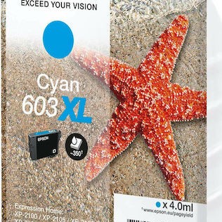 Epson 603XL Γνήσιο Μελάνι Εκτυπωτή InkJet Κυανό (C13T03A24010)