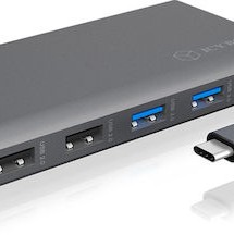 Icy Box USB-C Docking Station με HDMI/DisplayPort 4K PD Ethernet και σύνδεση 3 Οθονών Γκρι (IB-DK4050-CPD)