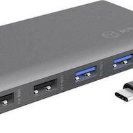 Icy Box USB-C Docking Station με HDMI/DisplayPort 4K PD Ethernet και σύνδεση 3 Οθονών Γκρι (IB-DK4050-CPD)