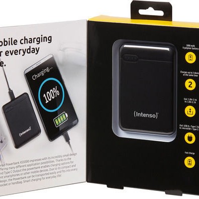 Intenso XS Power Bank 5000mAh με Θύρα USB-A και Θύρα USB-C Μαύρο