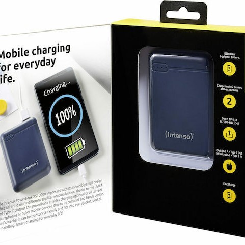 Intenso XS Power Bank 10000mAh με Θύρα USB-A και Θύρα USB-C Μπλε