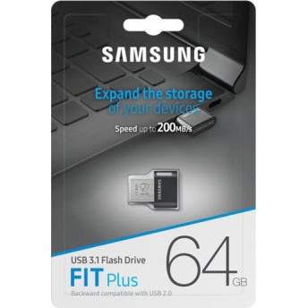 Samsung Fit Plus 64GB USB 3.1 Stick Μαύρο