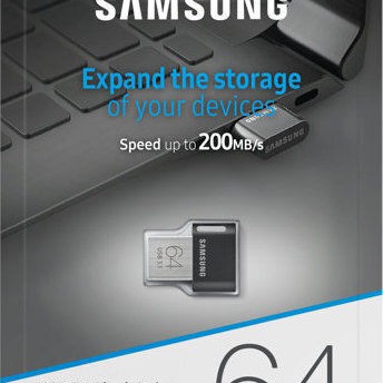 Samsung Fit Plus 64GB USB 3.1 Stick Μαύρο