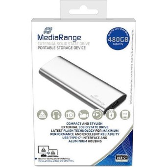MediaRange USB 3.2 / USB-C Εξωτερικός SSD 480GB M.2 Ασημί