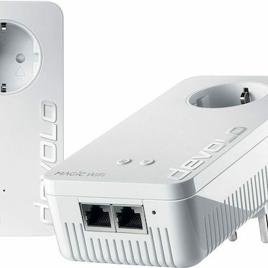 Devolo Magic 2 WiFi next Powerline Διπλού Kit για Ασύρματη Σύνδεση Wi‑Fi 5 με Passthrough Πρίζα και 2 Θύρες Gigabit Ethernet