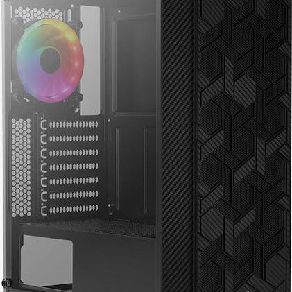 Aerocool Hive FRGB v3 Gaming Midi Tower Κουτί Υπολογιστή με Πλαϊνό Παράθυρο Μαύρο