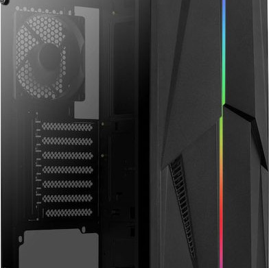 Aerocool Mecha v1 Gaming Midi Tower Κουτί Υπολογιστή με Πλαϊνό Παράθυρο και RGB Φωτισμό Μαύρο