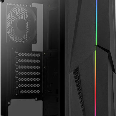 Aerocool Mecha v1 Gaming Midi Tower Κουτί Υπολογιστή με Πλαϊνό Παράθυρο και RGB Φωτισμό Μαύρο