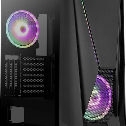 Aerocool Visor Gaming Midi Tower Κουτί Υπολογιστή με Πλαϊνό Παράθυρο και RGB Φωτισμό Μαύρο