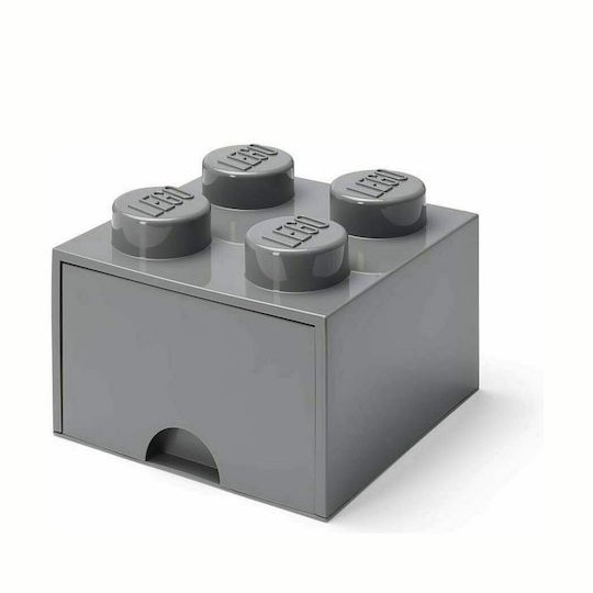 Lego Παιδικό Κουτί Αποθήκευσης από Πλαστικό 4 Knobs Γκρι 25x25x18cm