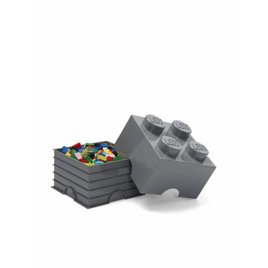 Lego Παιδικό Κουτί Αποθήκευσης από Πλαστικό 4 Knobs Γκρι 25x25x18cm