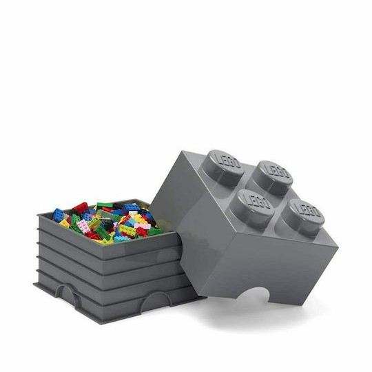 Lego Παιδικό Κουτί Αποθήκευσης από Πλαστικό 4 Knobs Γκρι 25x25x18cm