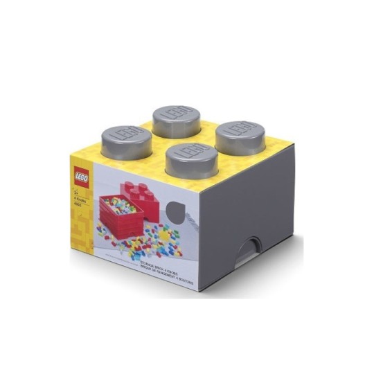 Lego Παιδικό Κουτί Αποθήκευσης από Πλαστικό 4 Knobs Γκρι 25x25x18cm