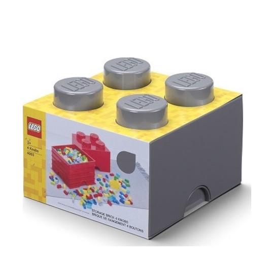 Lego Παιδικό Κουτί Αποθήκευσης από Πλαστικό 4 Knobs Γκρι 25x25x18cm