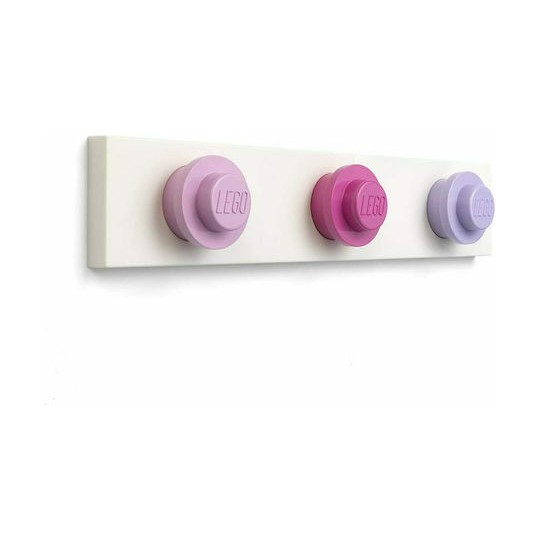 Lego Wall Hanger Rack Παιδική Κρεμάστρα Πολλαπλών Θέσεων Πλαστική Pink-Dark Pink-Lilac 33.4x6.5x4.5εκ.