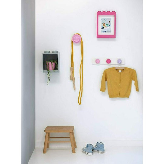 Lego Wall Hanger Rack Παιδική Κρεμάστρα Πολλαπλών Θέσεων Πλαστική Pink-Dark Pink-Lilac 33.4x6.5x4.5εκ.
