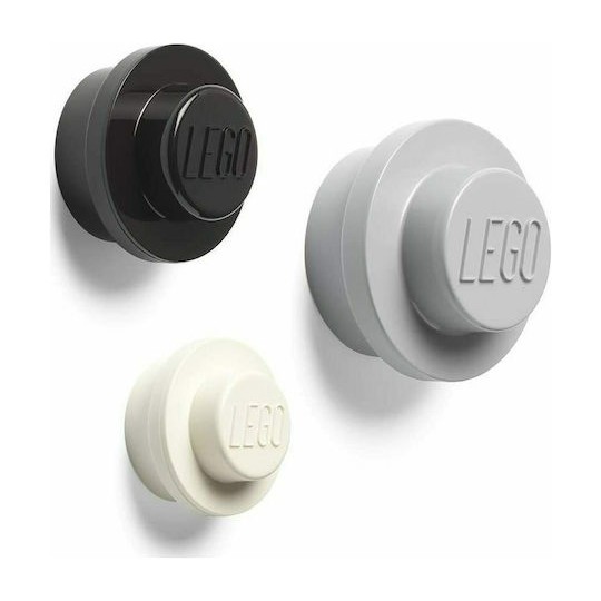 Room Copenhagen Lego Wall Bracket Παιδική Κρεμάστρα Πολλαπλών Θέσεων Πλαστική Grey/White/Black 3τμχ