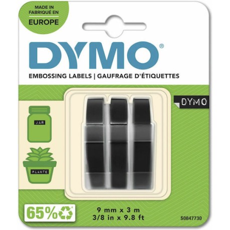 Dymo Ταινία Ετικετογράφου 3m x 9mm σε Μαύρο Χρώμα 3τμχ