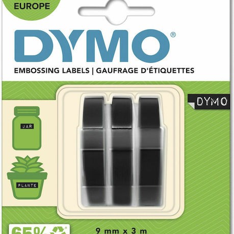 Dymo Ταινία Ετικετογράφου 3m x 9mm σε Μαύρο Χρώμα 3τμχ
