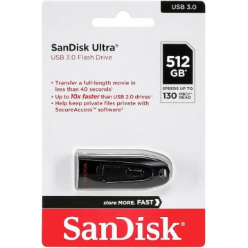 Sandisk Ultra 512GB USB 3.0 Stick Μαύρο