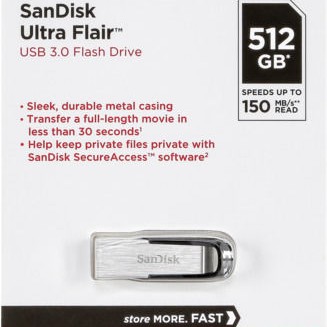 Sandisk Ultra Flair 512GB USB 3.0 Stick Μαύρο