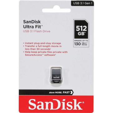 Sandisk Ultra Fit 512GB USB 3.1 Stick Μαύρο
