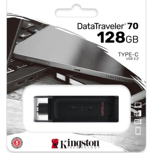 Kingston DataTraveler 70 128GB USB 3.2 Stick με σύνδεση USB-C Μαύρο