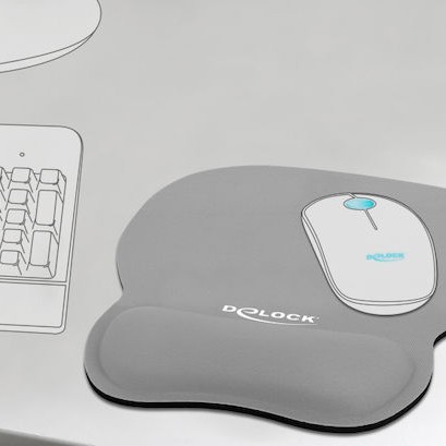 DeLock 12698 Mouse Pad 245mm με Στήριγμα καρπού Γκρι