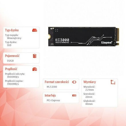 Kingston KC3000 SSD 512GB M.2 NVMe PCI Express 4.0