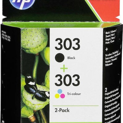 HP 303 Γνήσιο Πακέτο 2 Μελανιών Εκτυπωτή InkJet Πολλαπλό (Color) / Μαύρο (3YM92AE)