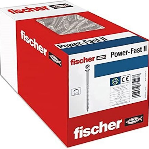 Fischer 30 X Chipboard Screws Power-fast Ii 5.0 X 90 Countersunk Head With Phillips Partial Thread Galvanised Blue Passivated (item No. 670433)