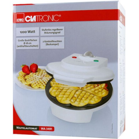 Clatronic WA 3491 Βαφλιέρα σε Σχήμα Λουλούδι 1200W White