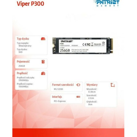 Patriot P300 SSD 256GB M.2 NVMe PCI Express 3.0