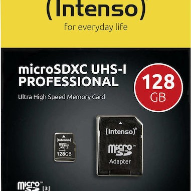 Intenso Professional microSDXC 128GB Class 10 U3 UHS-I με αντάπτορα
