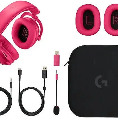 Logitech Pro X 2 Lightspeed Ασύρματο Over Ear Gaming Headset με σύνδεση 3.5mm / Bluetooth Ροζ