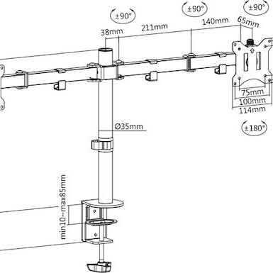 Digitus Βάση Γραφείου για 2 Οθόνες έως 32