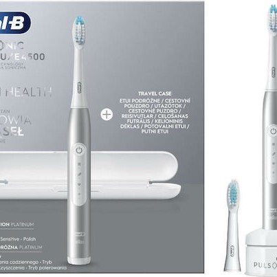 Oral-B Pulsonic Slim Luxe 4500 Ηλεκτρική Οδοντόβουρτσα με Χρονομετρητή και Θήκη Ταξιδίου Ασημί