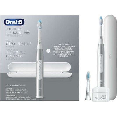 Oral-B Pulsonic Slim Luxe 4500 Ηλεκτρική Οδοντόβουρτσα με Χρονομετρητή και Θήκη Ταξιδίου Ασημί