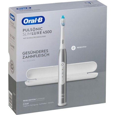 Oral-B Pulsonic Slim Luxe 4500 Ηλεκτρική Οδοντόβουρτσα με Χρονομετρητή και Θήκη Ταξιδίου Ασημί