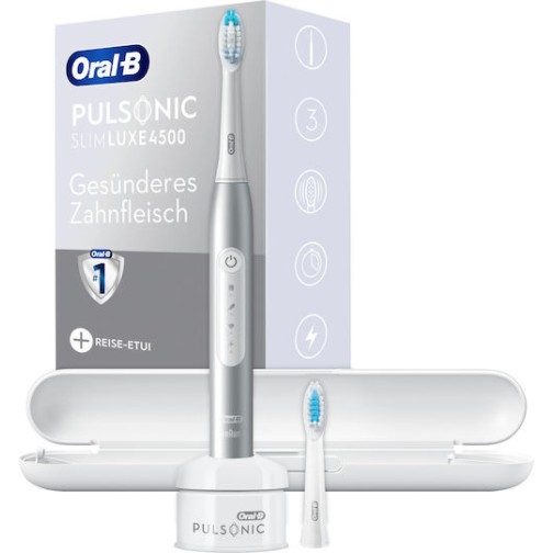Oral-B Pulsonic Slim Luxe 4500 Ηλεκτρική Οδοντόβουρτσα με Χρονομετρητή και Θήκη Ταξιδίου Ασημί