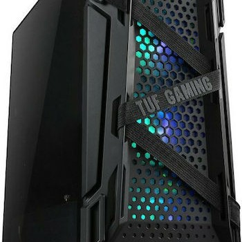 Asus TUF Gaming GT301 Midi Tower Κουτί Υπολογιστή με Πλαϊνό Παράθυρο και RGB Φωτισμό Μαύρο