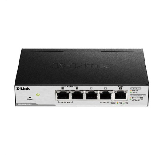 D-Link DGS-1100-05PD v2 Managed L2 PoE Switch με 5 Θύρες Gigabit (1Gbps) Ethernet